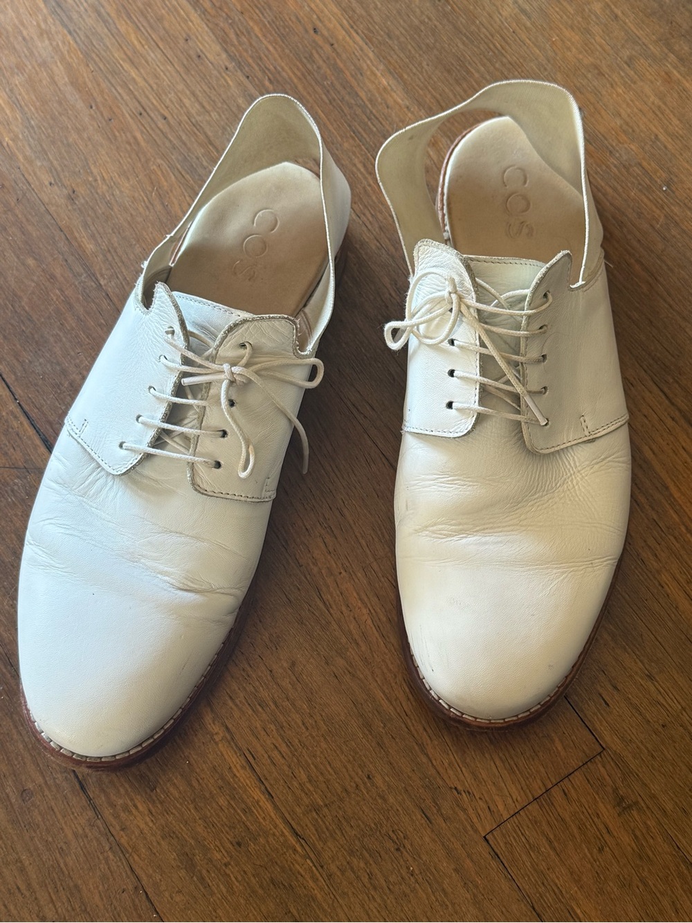COS White Leather Lace-Up Shoes